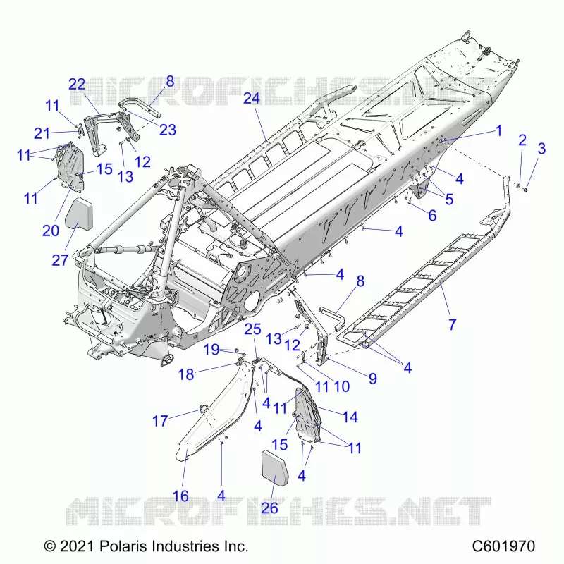 CHASSIS, CLUTCH GUARD, FOOTRESTS, AND RUNNING BOARDS