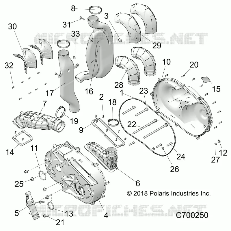 DRIVE TRAIN, CLUTCH COVER AND DUCTING