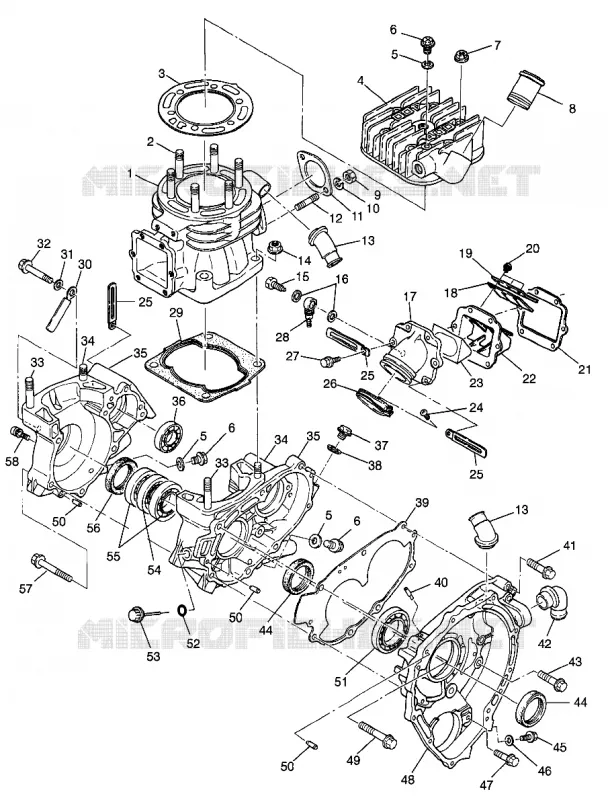 CRANKCASE AND CYLINDER BIG BOSS 6X6 400L W97AE38A (4940814081D007)