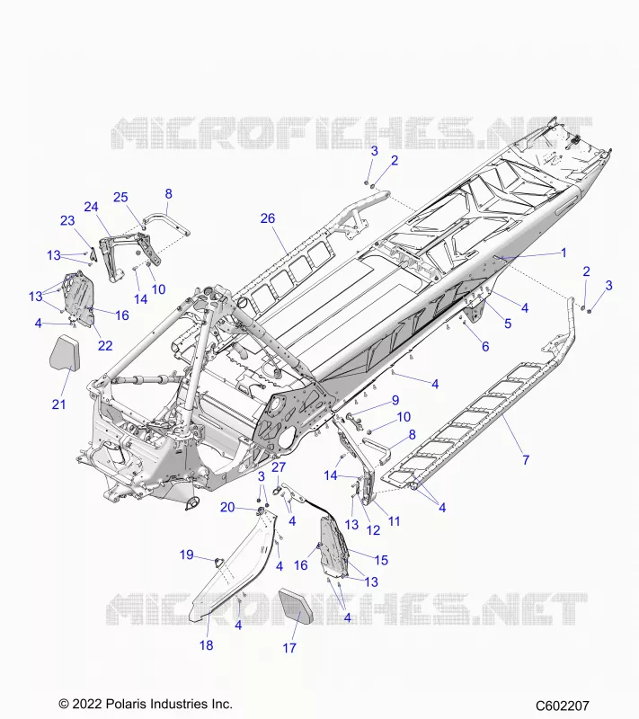 CHASSIS, CLUTCH GUARD, FOOTRESTS, AND RUNNING BOARDS