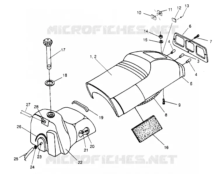 SEAT   GAS TANK ASSEMBLY 600 XCR 0951676 (4929132913A007)