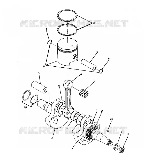 CRANKSHAFT AND PISTON 250 2X4