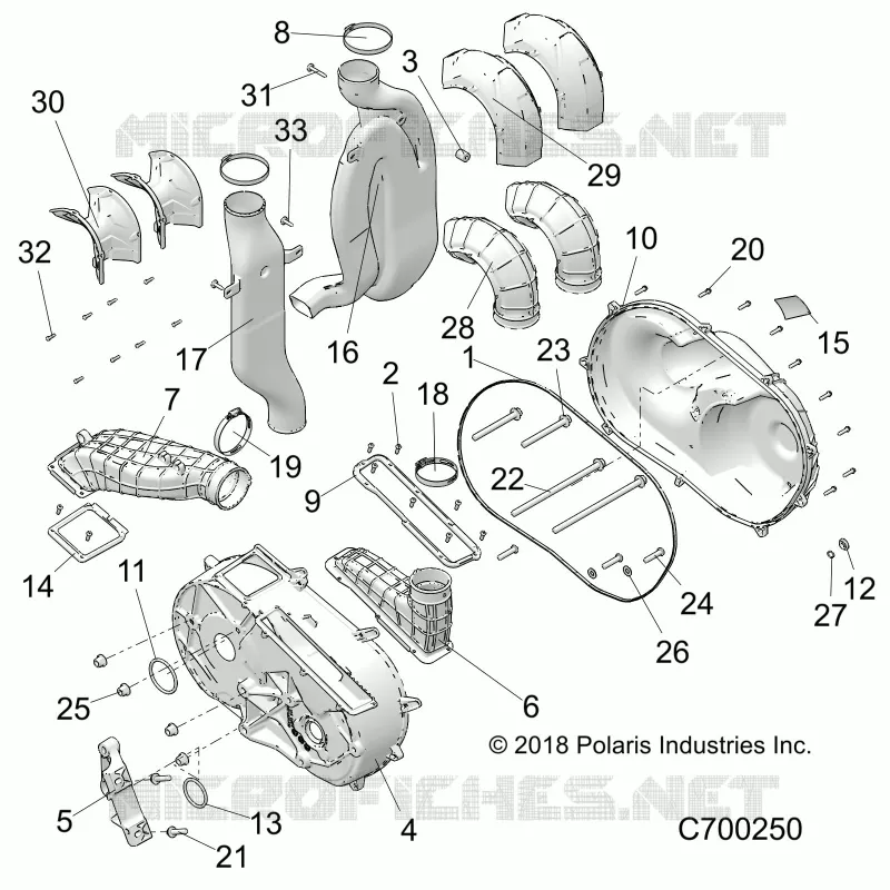 DRIVE TRAIN, CLUTCH COVER AND DUCTING