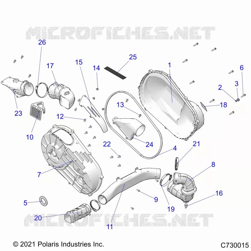 DRIVE TRAIN, CLUTCH COVER AND DUCTING