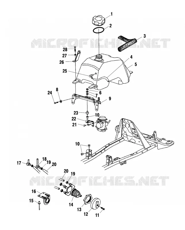 FUEL TANK AND CARBURETOR MOUNTING