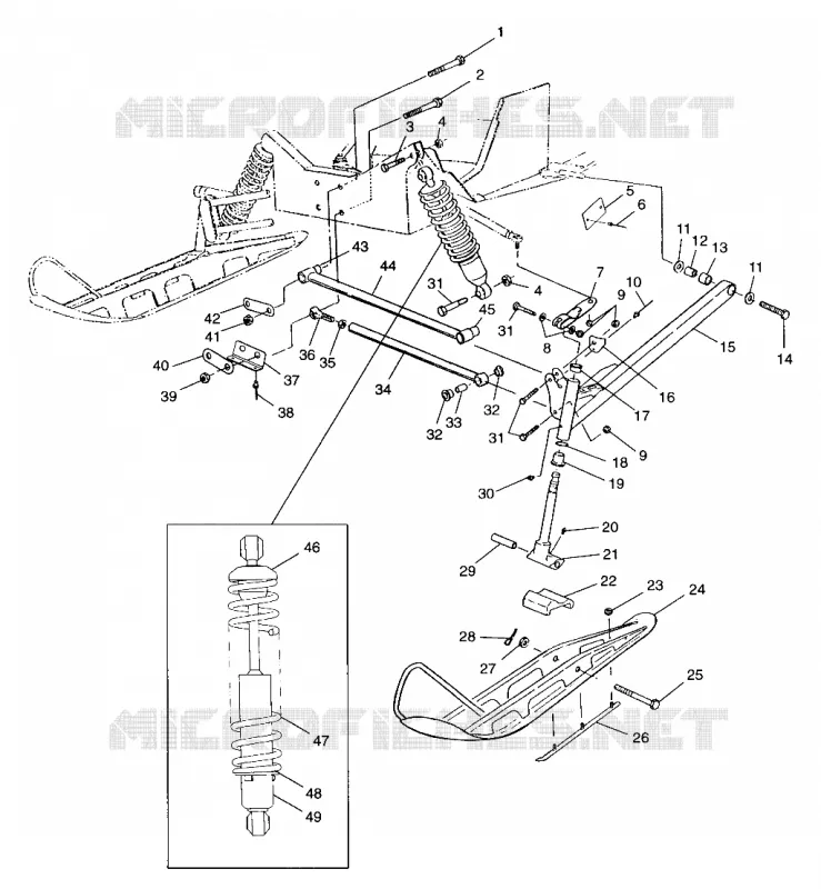 FRONT SUSPENSION AND SKI