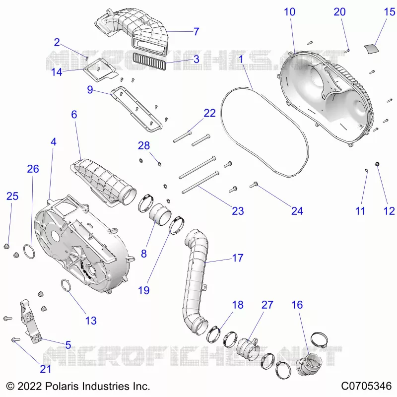 DRIVE TRAIN, CLUTCH COVER AND DUCTING