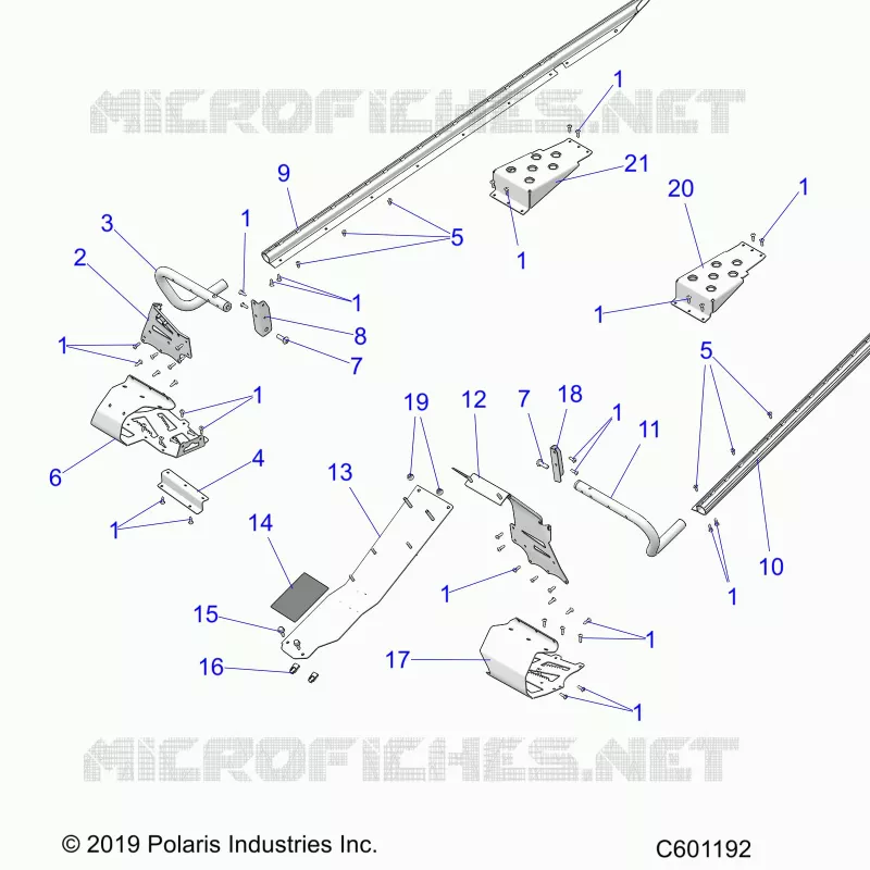 CHASSIS, CLUTCH GUARD AND FOOTRESTS