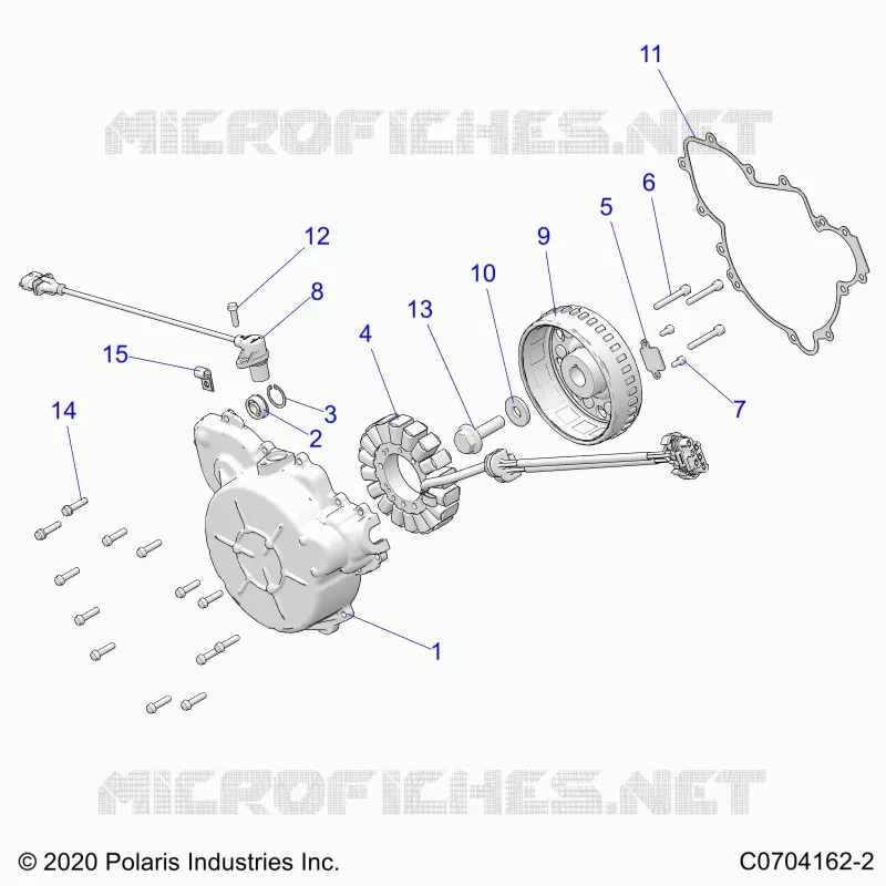 ENGINE, STATOR AND FLYWHEEL