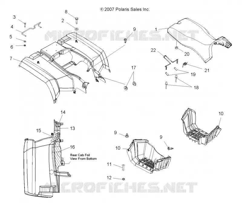 REAR CAB, SEAT AND FOOTWELLS