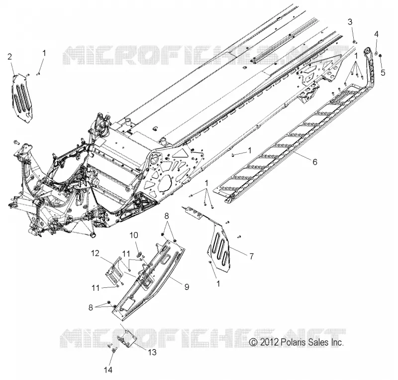 CHASSIS, CLUTCH GUARD AND FOOTRESTS