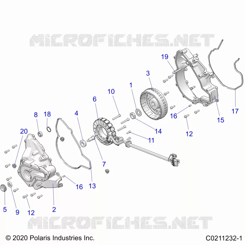ENGINE, STATOR COVER AND FLYWHEEL