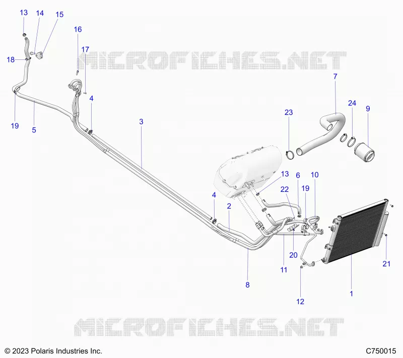 AIR CONDITIONING CONDENSER AND HOSE ROUTINGS