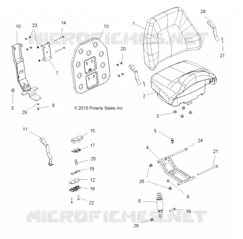 BODY, PASSENGER SEAT BOTTOM AND SEAT BACK