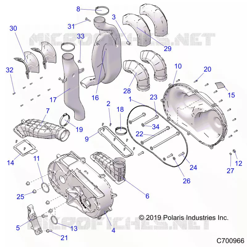 DRIVE TRAIN, CLUTCH COVER AND DUCTING