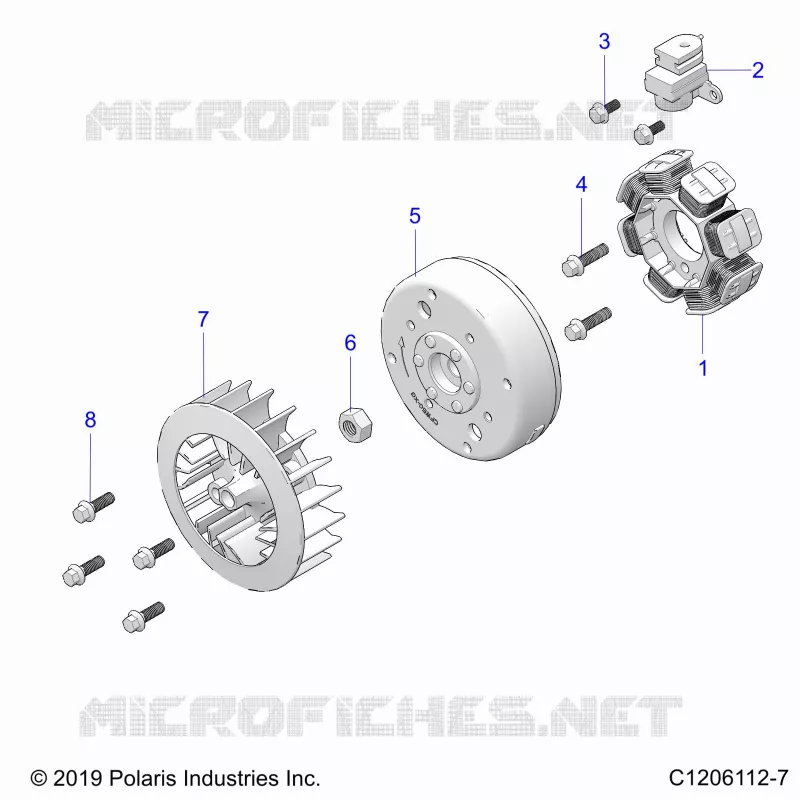 ENGINE, STATOR AND FLYWHEEL