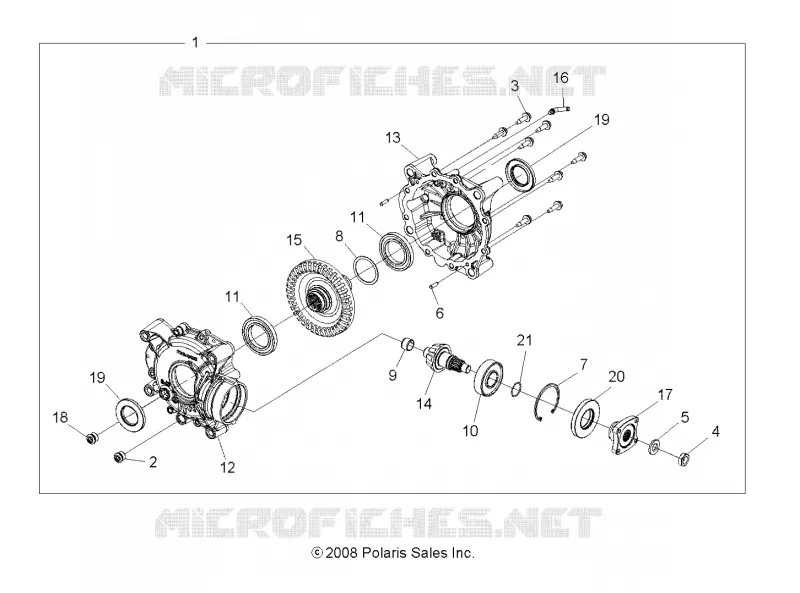 DRIVE TRAIN, REAR GEARCASE INTERNALS (BUILT 12/01/08 AND BEFORE)