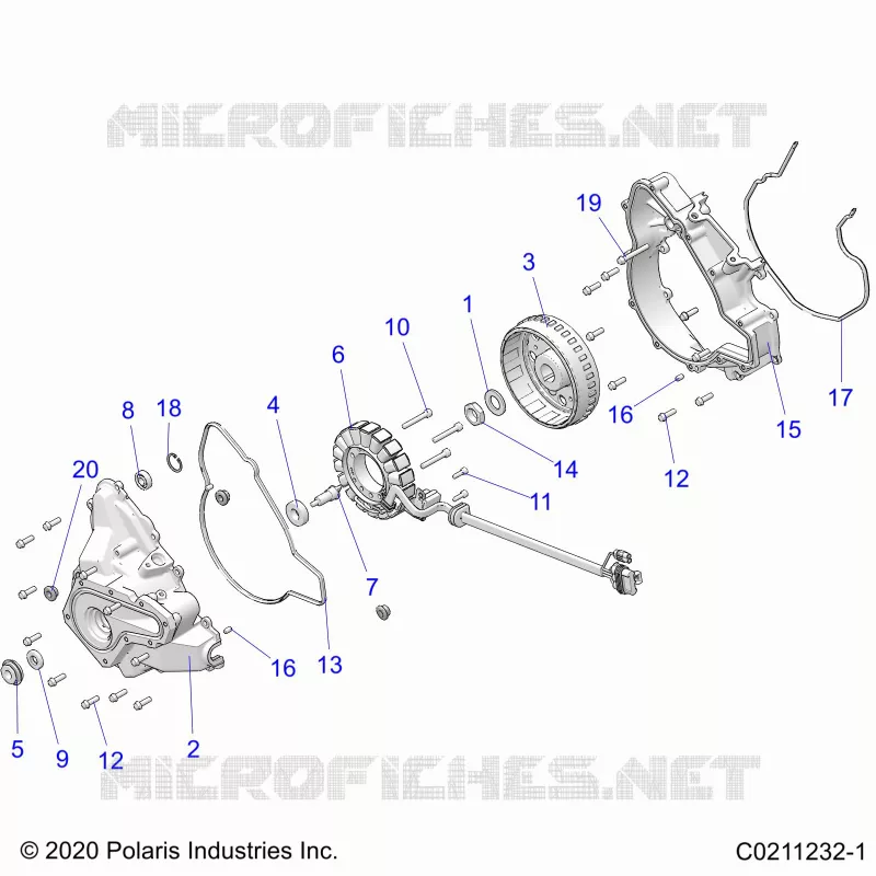 ENGINE, STATOR COVER AND FLYWHEEL