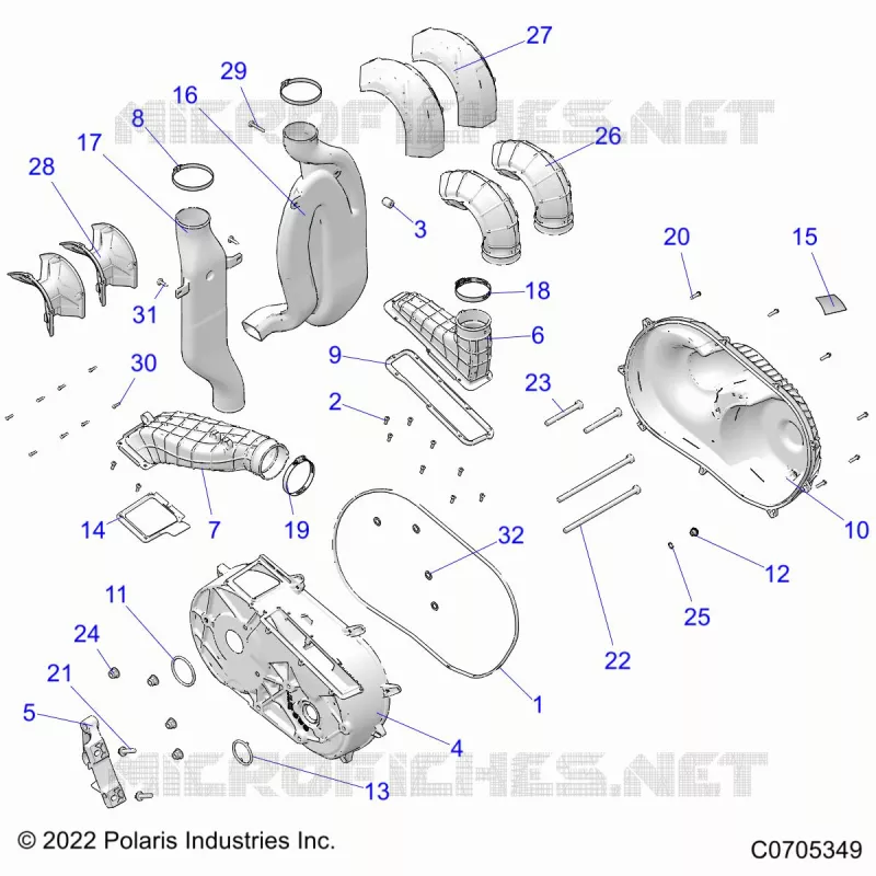 DRIVE TRAIN, CLUTCH COVER AND DUCTING