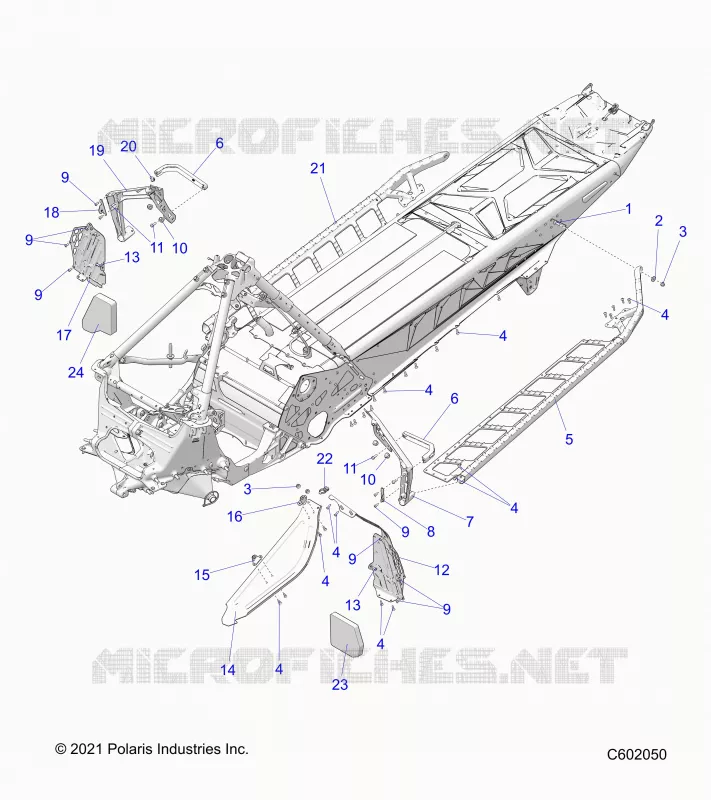 CHASSIS, CLUTCH GUARD, FOOTRESTS, AND RUNNING BOARDS