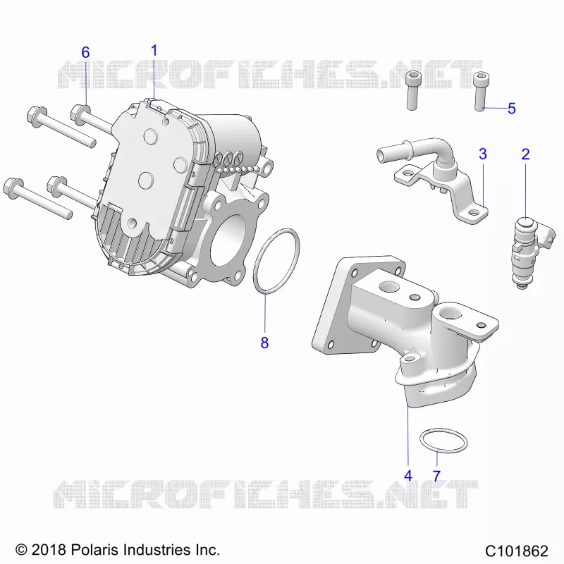 ENGINE, THROTTLE BODY AND FUEL RAIL