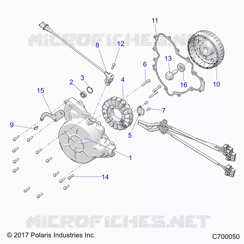 ENGINE, STATOR AND FLYWHEEL
