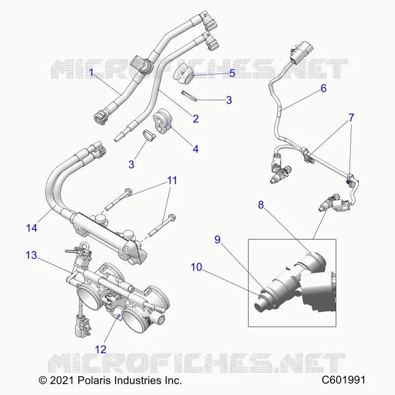 FUEL SYSTEM, RAIL, LINES AND THROTTLE BODY