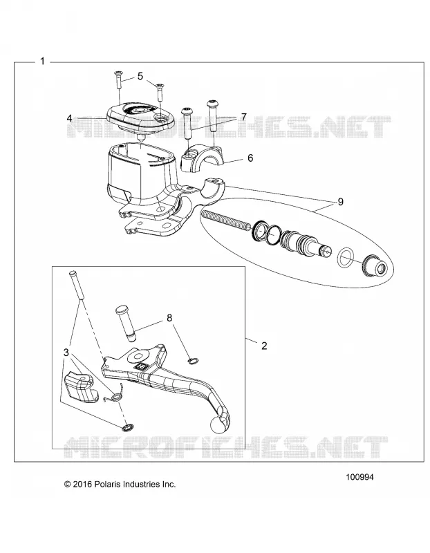 FRONT BRAKE BRAKE LEVER AND MASTER CYLINDER (FROM 7/24/16)