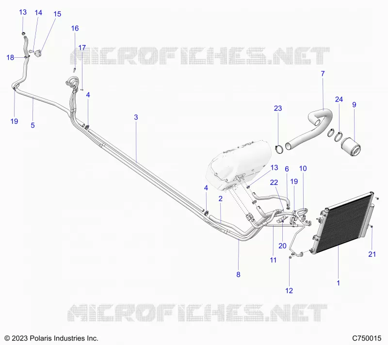 AIR CONDITIONING CONDENSER AND HOSE ROUTINGS
