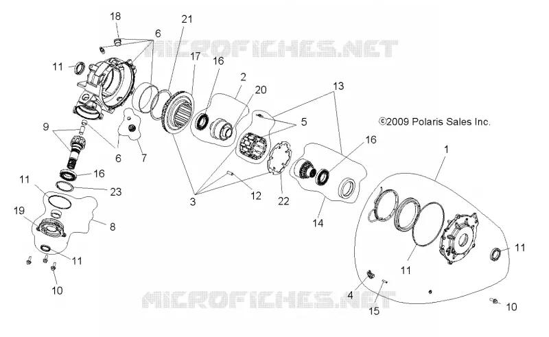DRIVE TRAIN, FRONT GEARCASE (BUILT 11/02/09 TO 3/08/10)