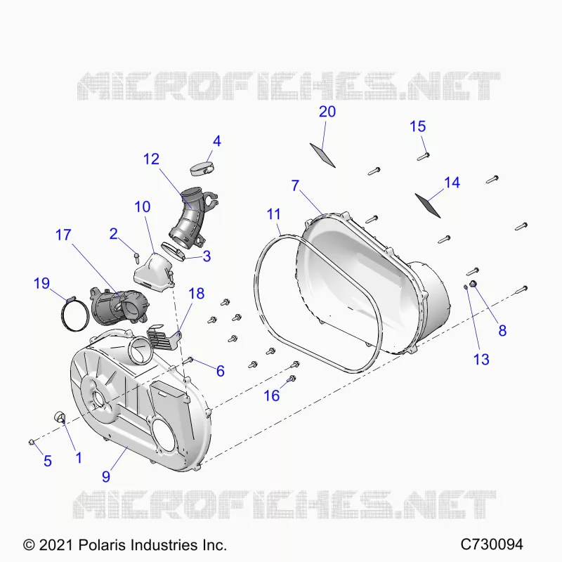 DRIVE TRAIN, CLUTCH COVER AND DUCTING