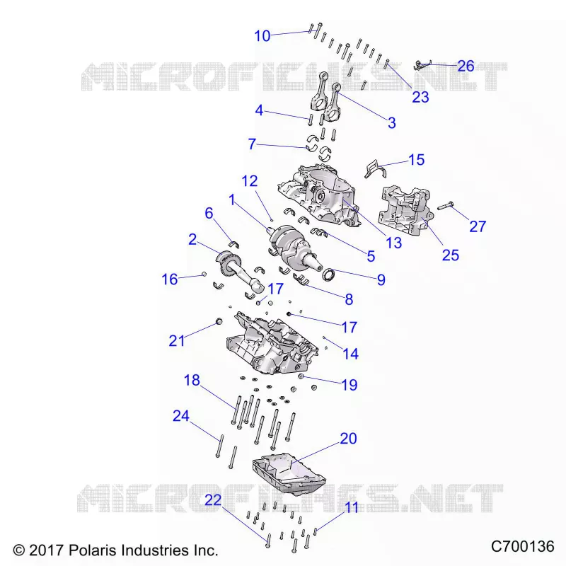 ENGINE, CRANKCASE AND CRANKSHAFT