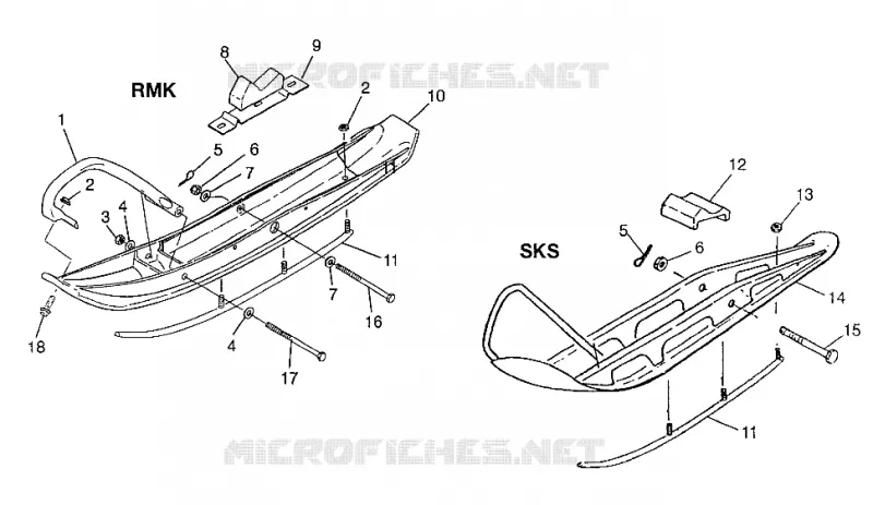 SKI 700 RMK 0970966, 700 SKS 0970566, AND EUROPEAN 700 SKS E970566 (4938573857B003)