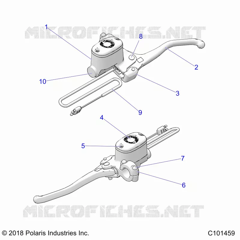 FRONT BRAKE BRAKE LEVER AND MASTER CYLINDER
