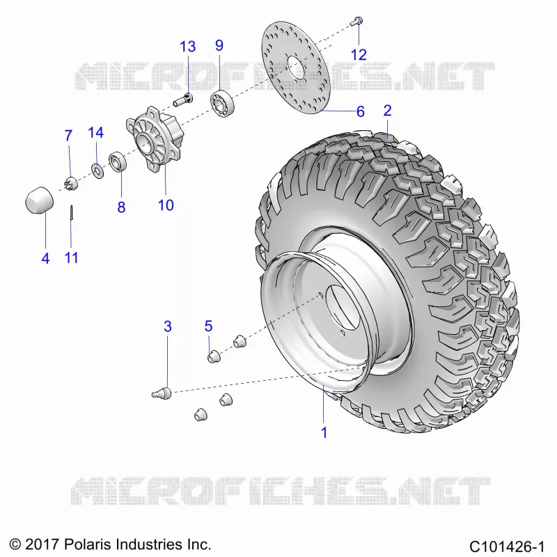 WHEELS, FRONT TIRE AND BRAKE DISK