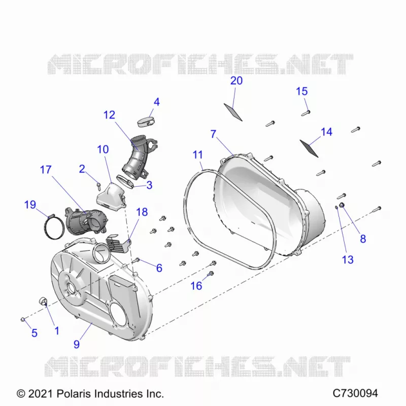 DRIVE TRAIN, CLUTCH COVER AND DUCTING