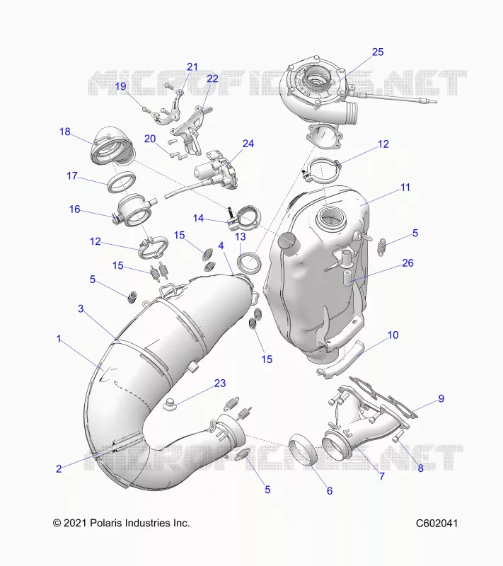 ENGINE, EXHAUST SYSTEM AND TURBO ASM.