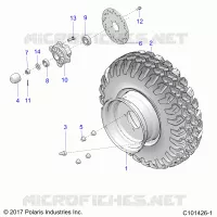 WHEELS, FRONT TIRE AND BRAKE DISK