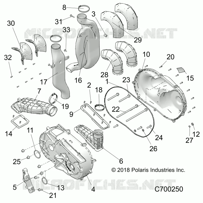 DRIVE TRAIN, CLUTCH COVER AND DUCTING