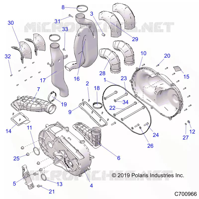 DRIVE TRAIN, CLUTCH COVER AND DUCTING