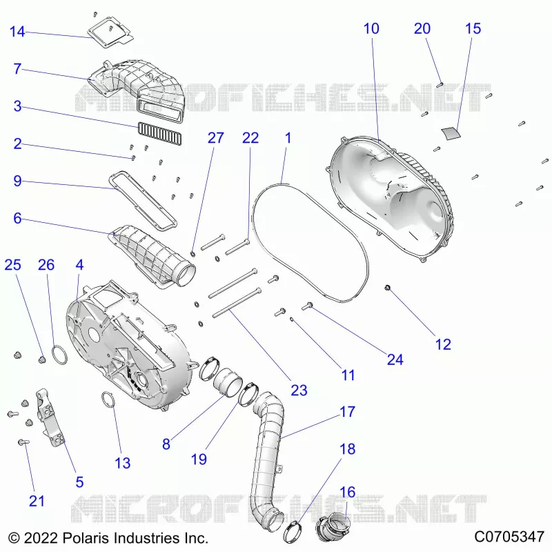 DRIVE TRAIN, CLUTCH COVER AND DUCTING