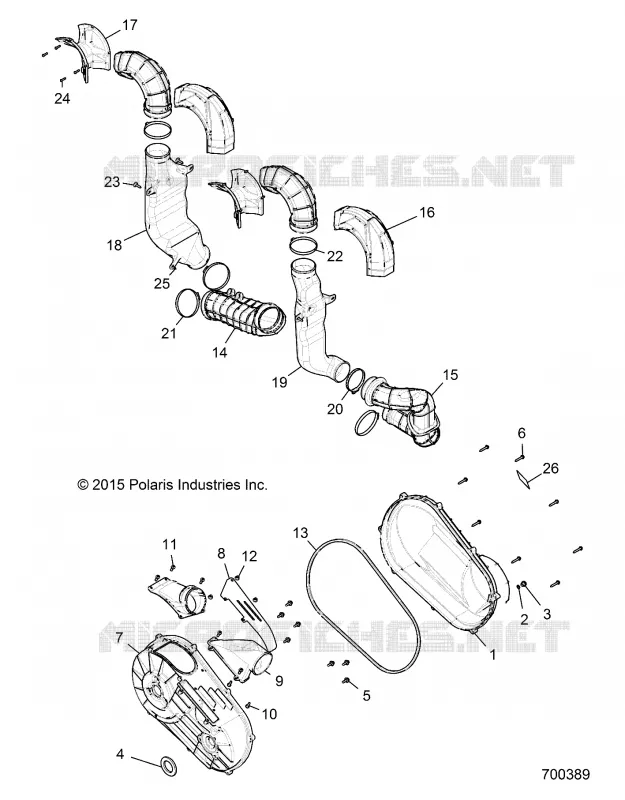 DRIVE TRAIN, CLUTCH COVER AND DUCTING