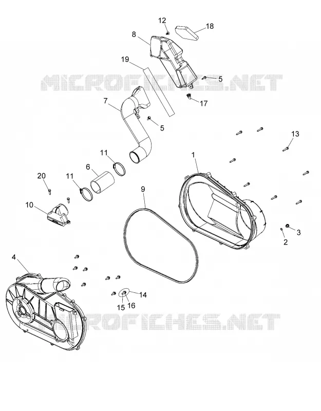DRIVE TRAIN, CLUTCH COVER AND DUCTING