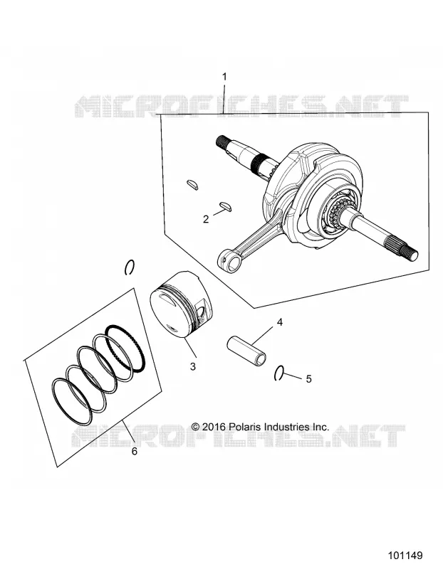 ENGINE, CRANKSHAFT, CONNECTING ROD AND PISTON