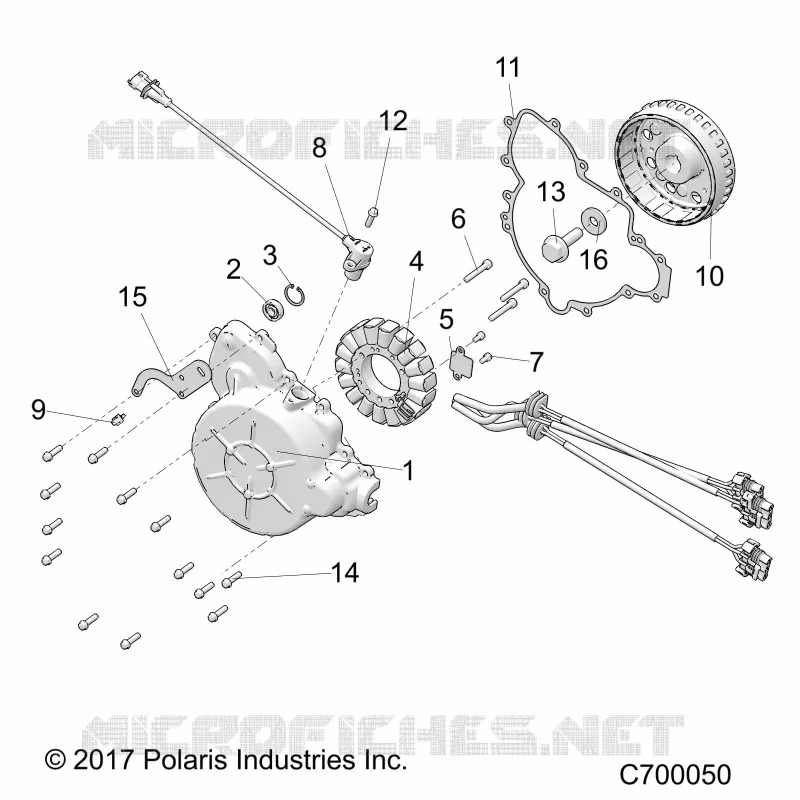 ENGINE, STATOR AND FLYWHEEL